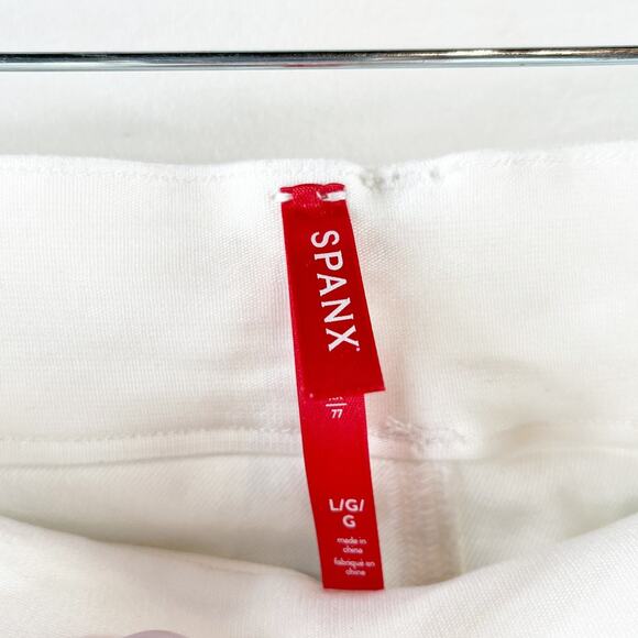 Spanx High Rise Cropped Twill Wide Leg Pants Trousers White Large - Picture 3 of 10